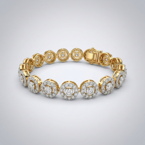 Round Moissanite Diamond Fashion Sterling Silver Bracelet